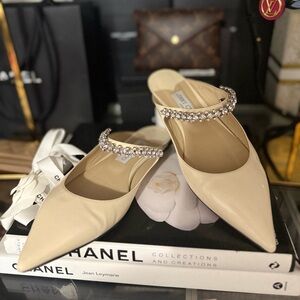 Jimmy Choo Cream Bing Flat Mules